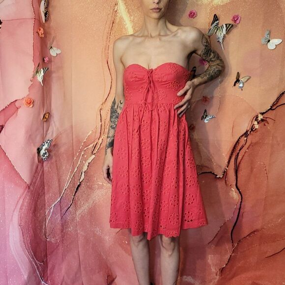 *TIBI EYELET DESIGNER RED DRESS Final Discount - Picture 1 of 11